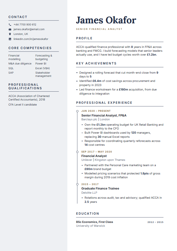 Finance & accountant CV template