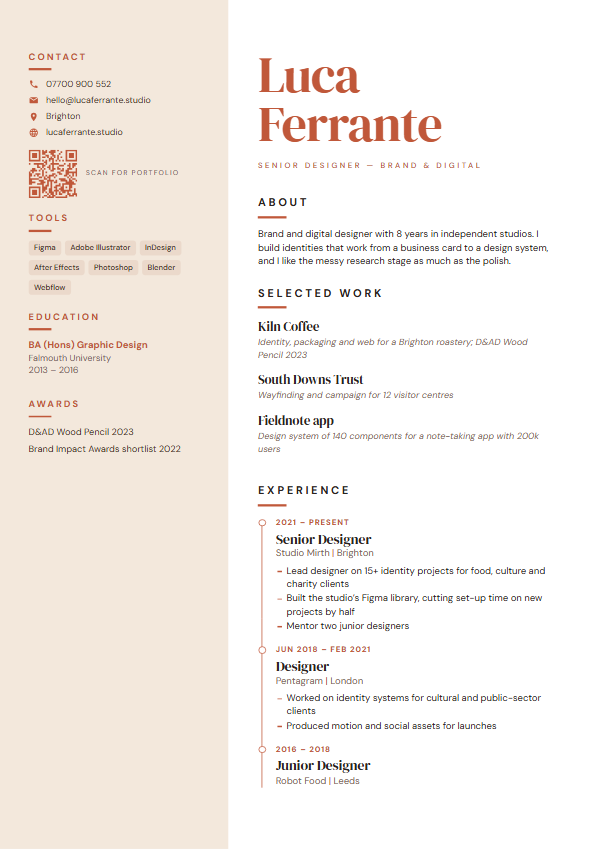 Designer & creative CV template