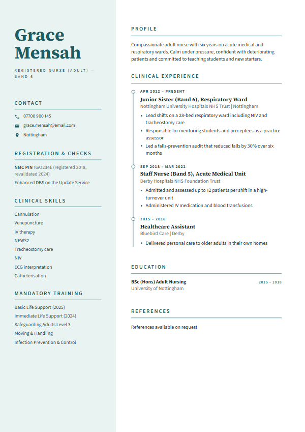 Nurse & healthcare CV template